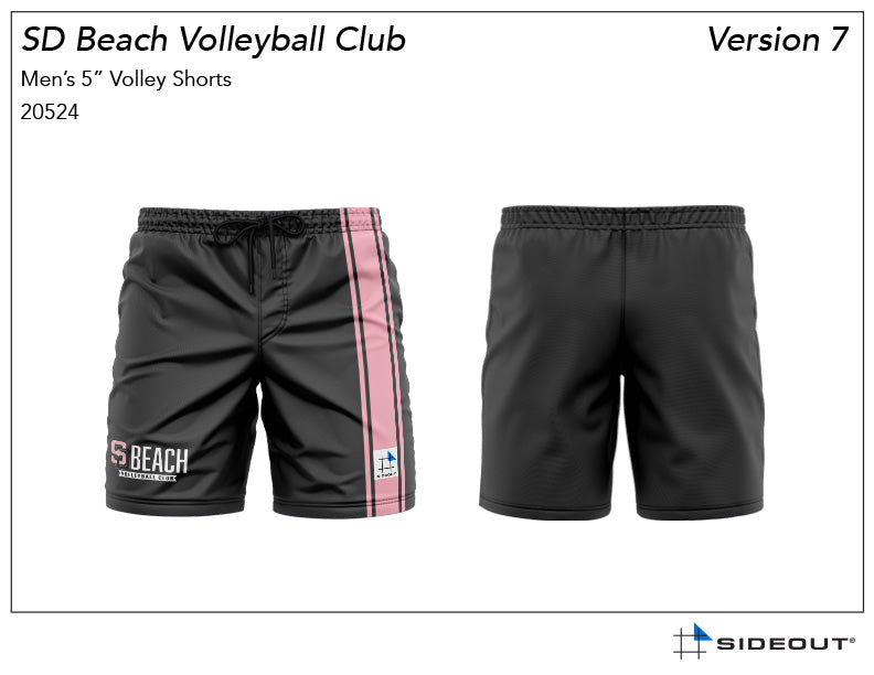 SD Beach VBC Men's Black with Pink Stripes 5.5