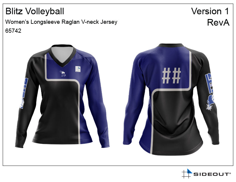 CUSTOM Blitz Volleyball Girl's Blue Long Sleeve Jersey