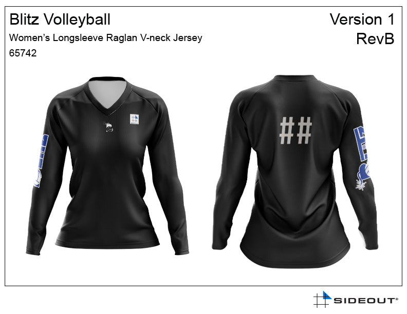 CUSTOM Blitz Volleyball Girl's Black Long Sleeve Jersey
