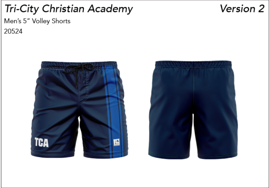 Tri-City Men's Volleyball White 5" Volley Short