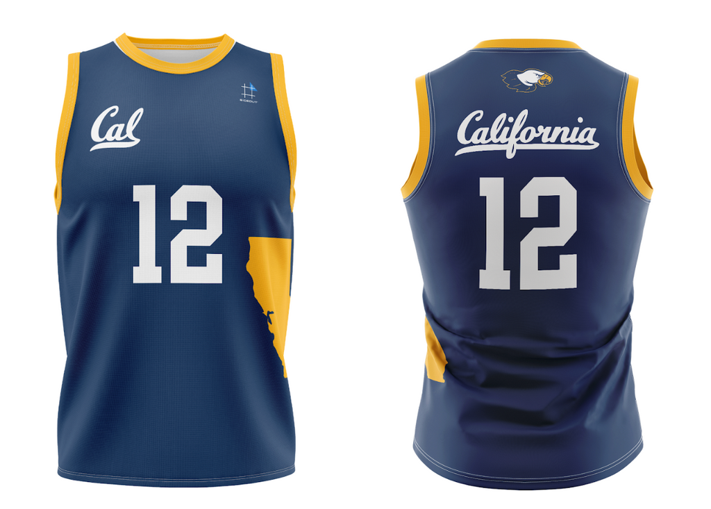 Custom California High school Sleeveless Jersey Blue
