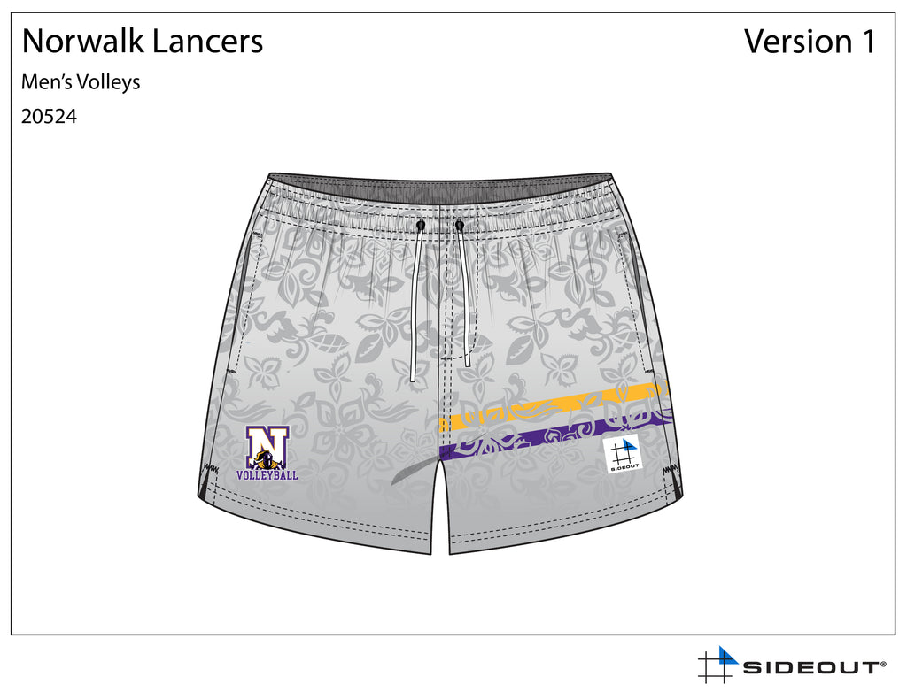Norwalk Lancers High School Grey 5" Volley Shorts with Compression Liner