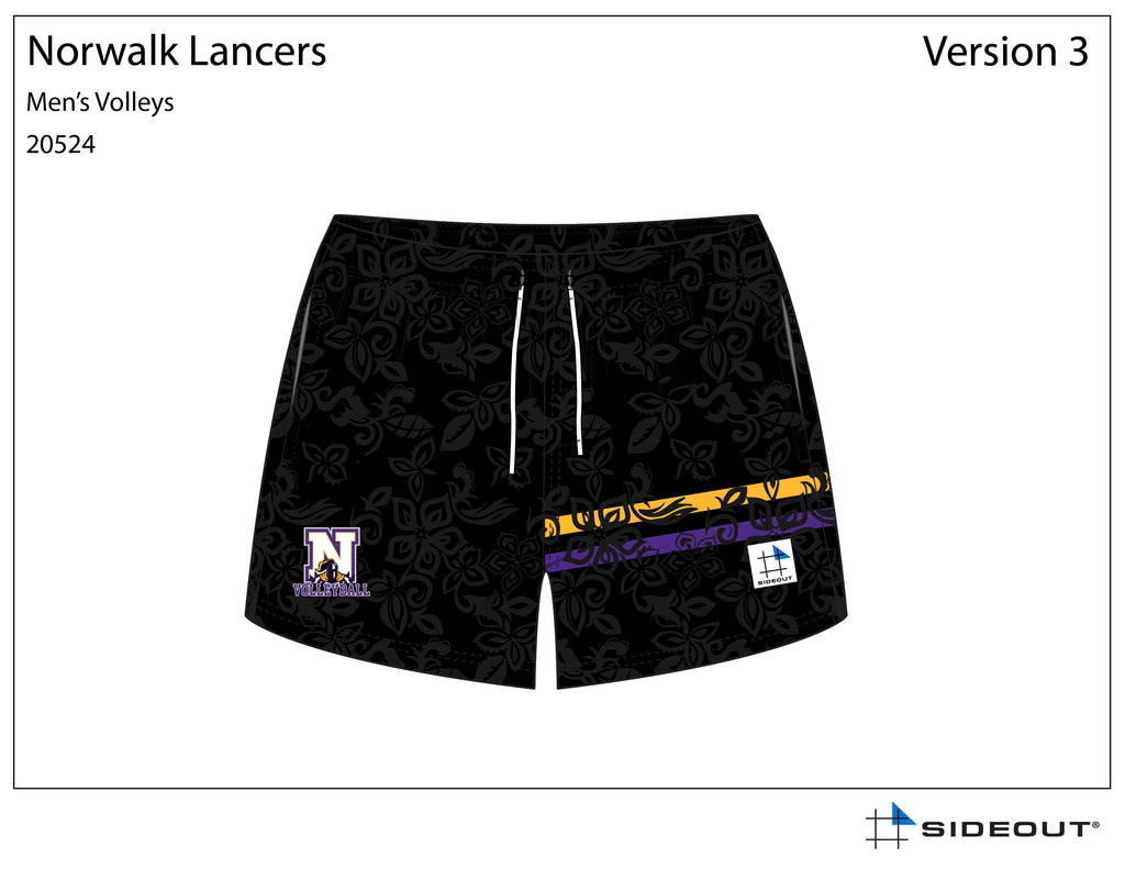 Norwalk Lancers High School Black 5" Volley Shorts with Compression Liner