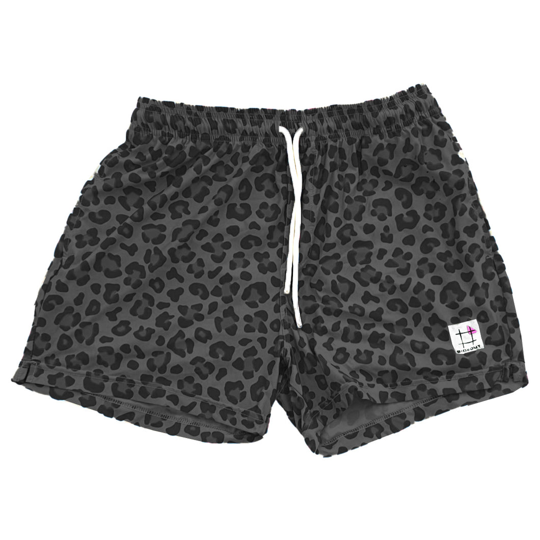 Seain Cook Men's Black and Grey Leopard Volley Shorts