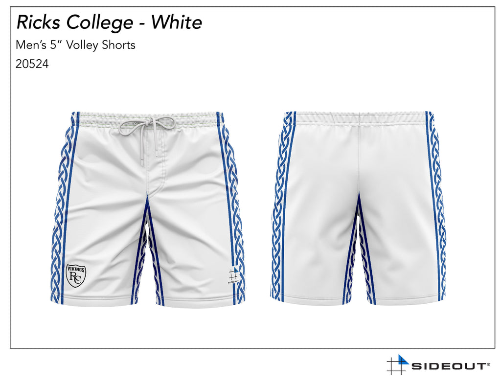 Rick's College Men's Volleyball White 5" Volley Short