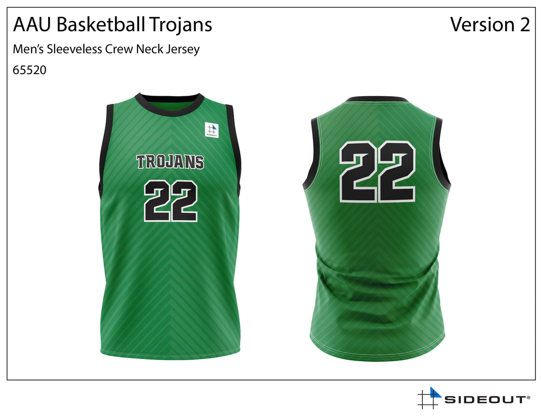 CUSTOM Trojans Basketball Green Vertical Pattern Sleeveless Jersey