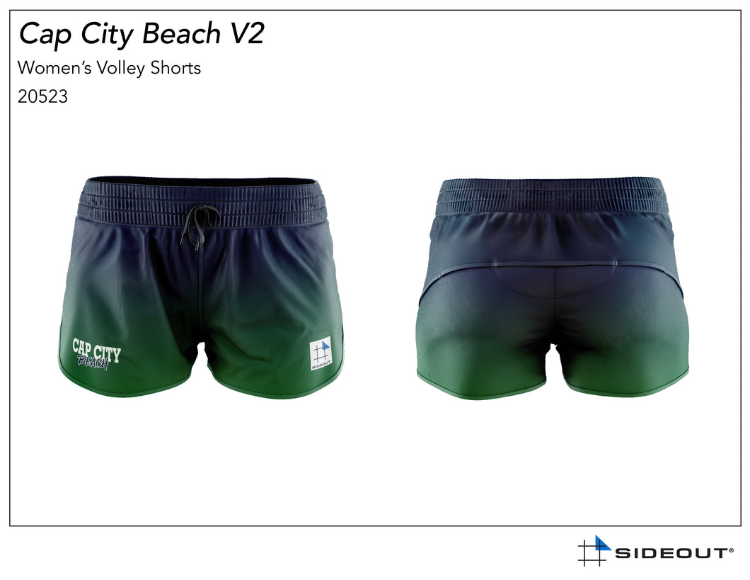 Cap City Beach Volleyball Girls Green Blue Volley Shorts
