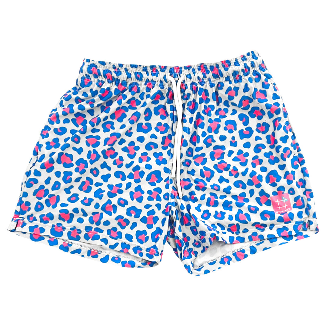 Seain Cook Men's White and Pink Leopard Volley Shorts