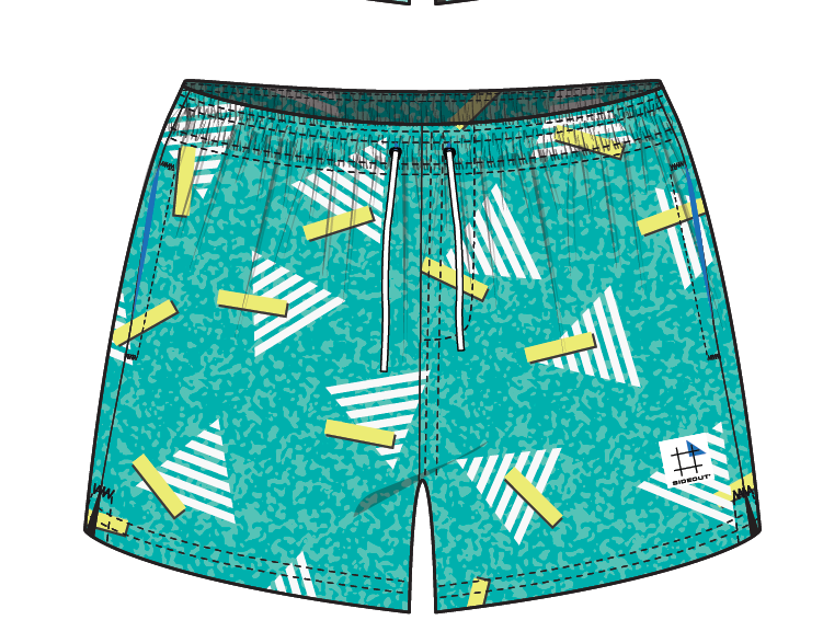 Teal Triangles Men's Volley Short