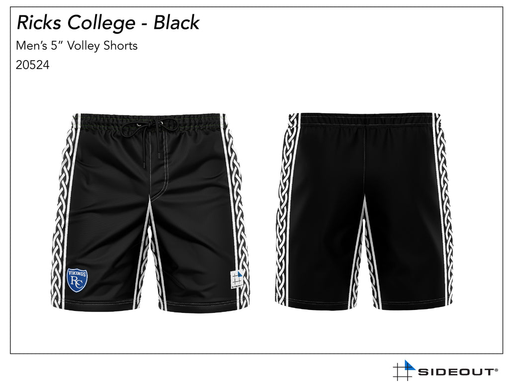 Ricks College Men's Volleyball 5" Black Volley Short