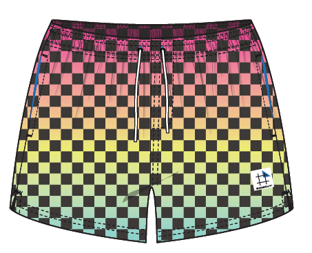 Rainbow Gradient Checkers Women's Volley Short